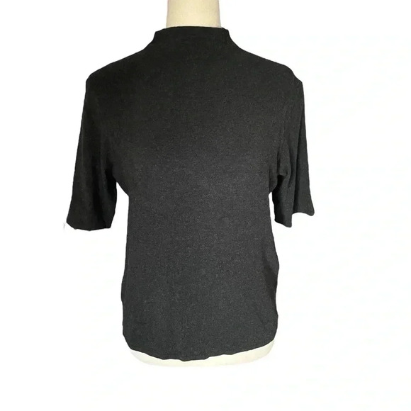 Eileen Fisher Mock Neck Viscose Jersey Italian Yarn Turtleneck Top Women Size M - Picture 1 of 7
